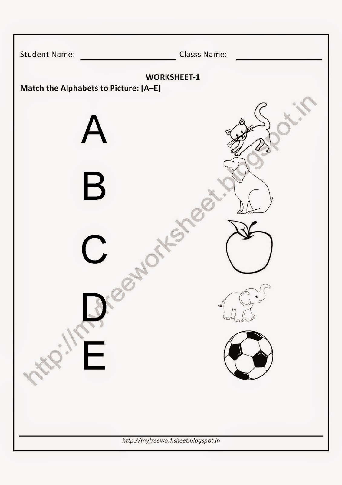 Match The Alphabet To Picture Worksheets For Nursery Children Free Download